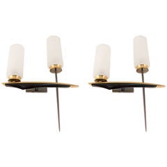 Pair of 1950s Asymmetric Sconces by Maison Arlus 8