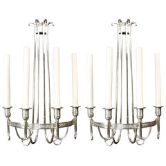 Vintage Large Pair of 1970s Neoclassical Sconces Attributed to Maison Bagués