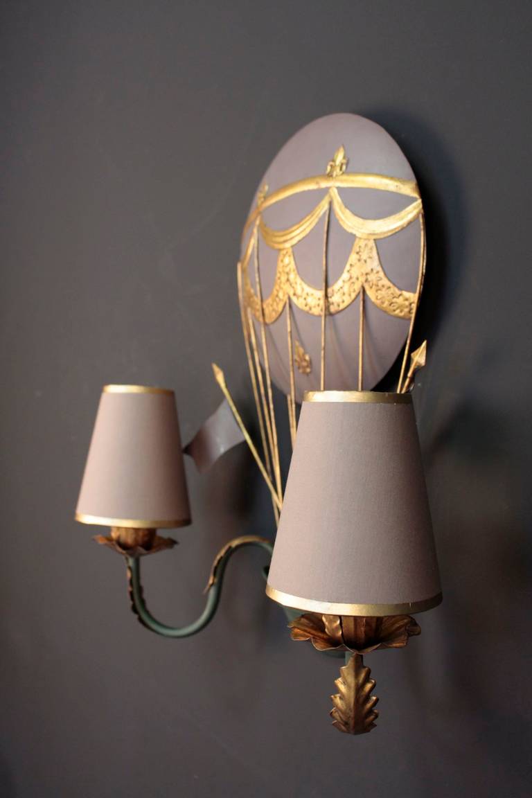 Mid-20th Century Pair of 1960s Mongolfiere Sconces Maison Honoré