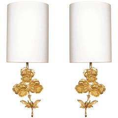 Pair of 1960s Flower Bouquet Sconces in Bronze by Maison Charles