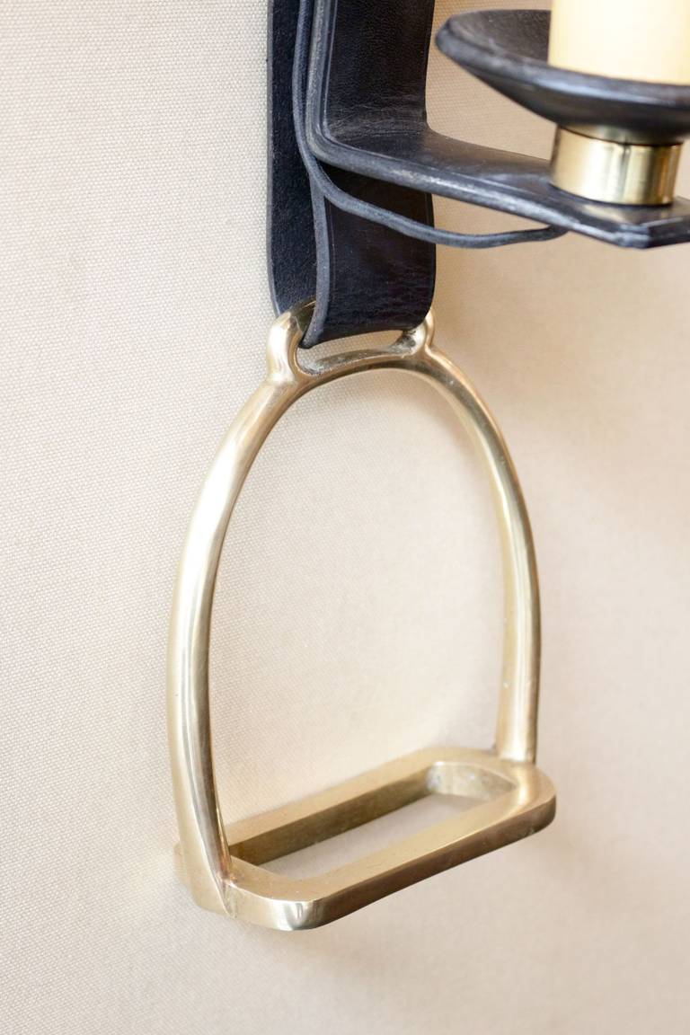 Pair of 1960s Wall Stirrup Sconces by Jacques at 1stDibs
