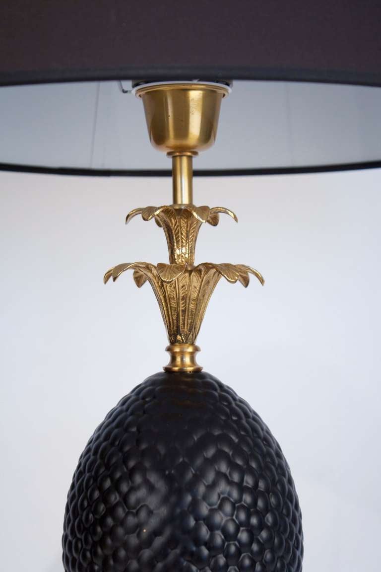 Brass 1970s Maison Charles Pineapple Table Lamp