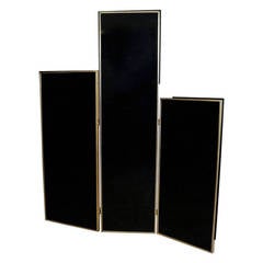 1970s Asymmetrical Screen in Black Lacquer by Maison Roche
