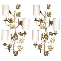Large Pair of 1920s Sconces, 'the Harvest'