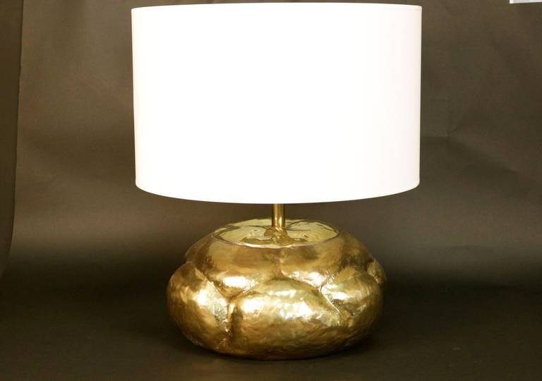 Brass 1960s 'Pumpkin' Table Lamp by Maison Roche