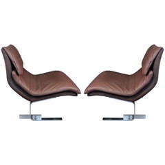 Pair of 1971's Giovanni Offredi "chauffeuse" armchairs Onda Model Sapori Edition