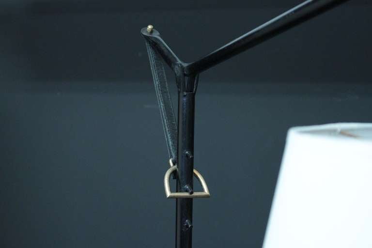 Leather 1946 Clamp Lamp by Jacques Adnet