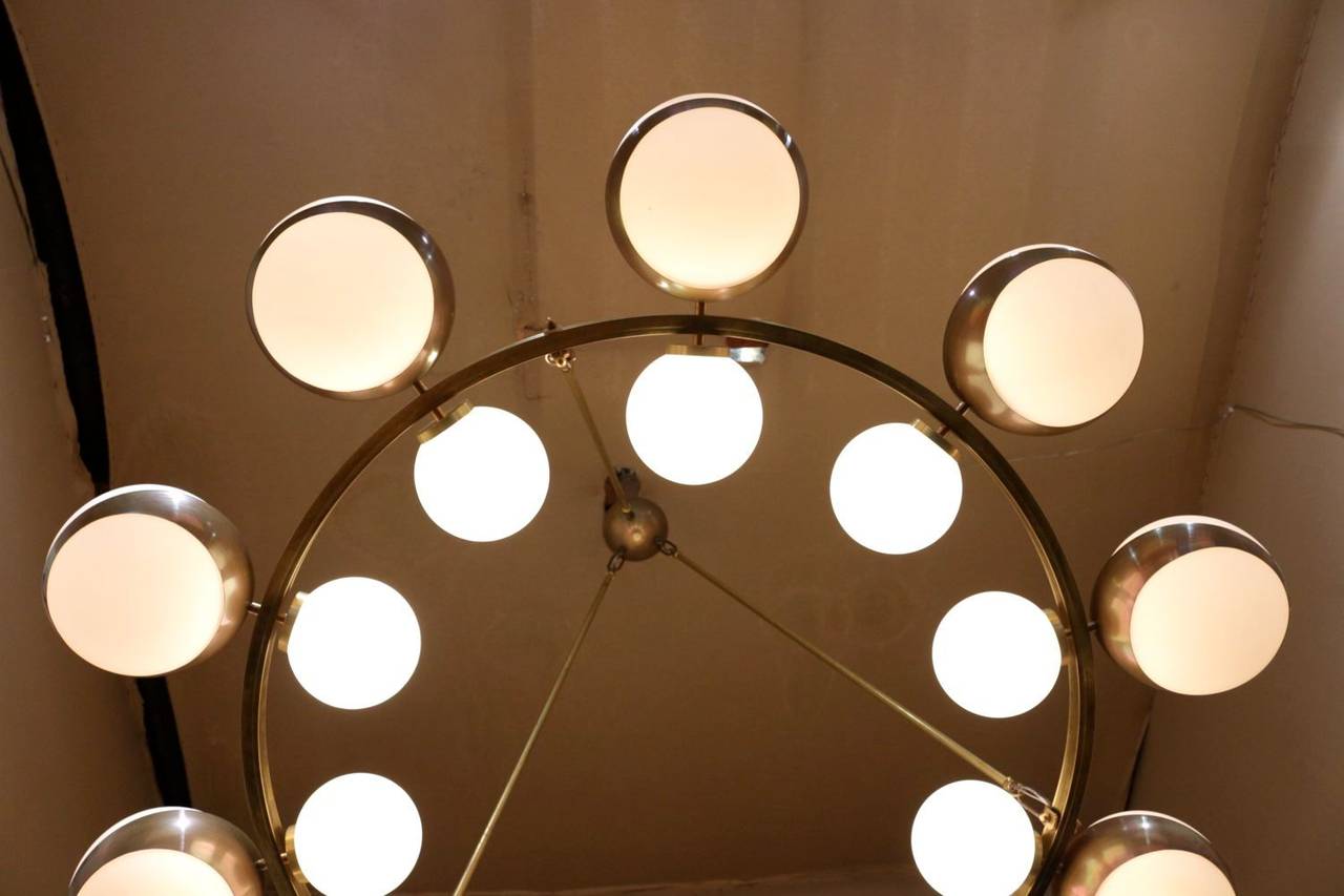 Mid-20th Century Large 1950s Chandelier attr. to Maison Stilnovo