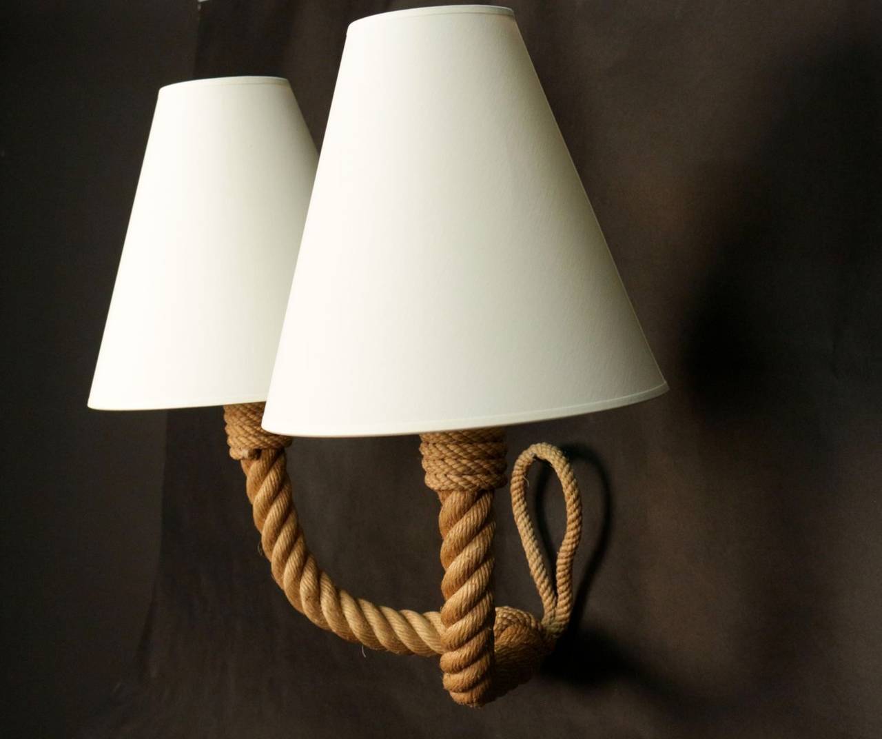 Rope Large 1950s Double Sconce by Adrien Adoux and frida Minet - Ecole de Nice