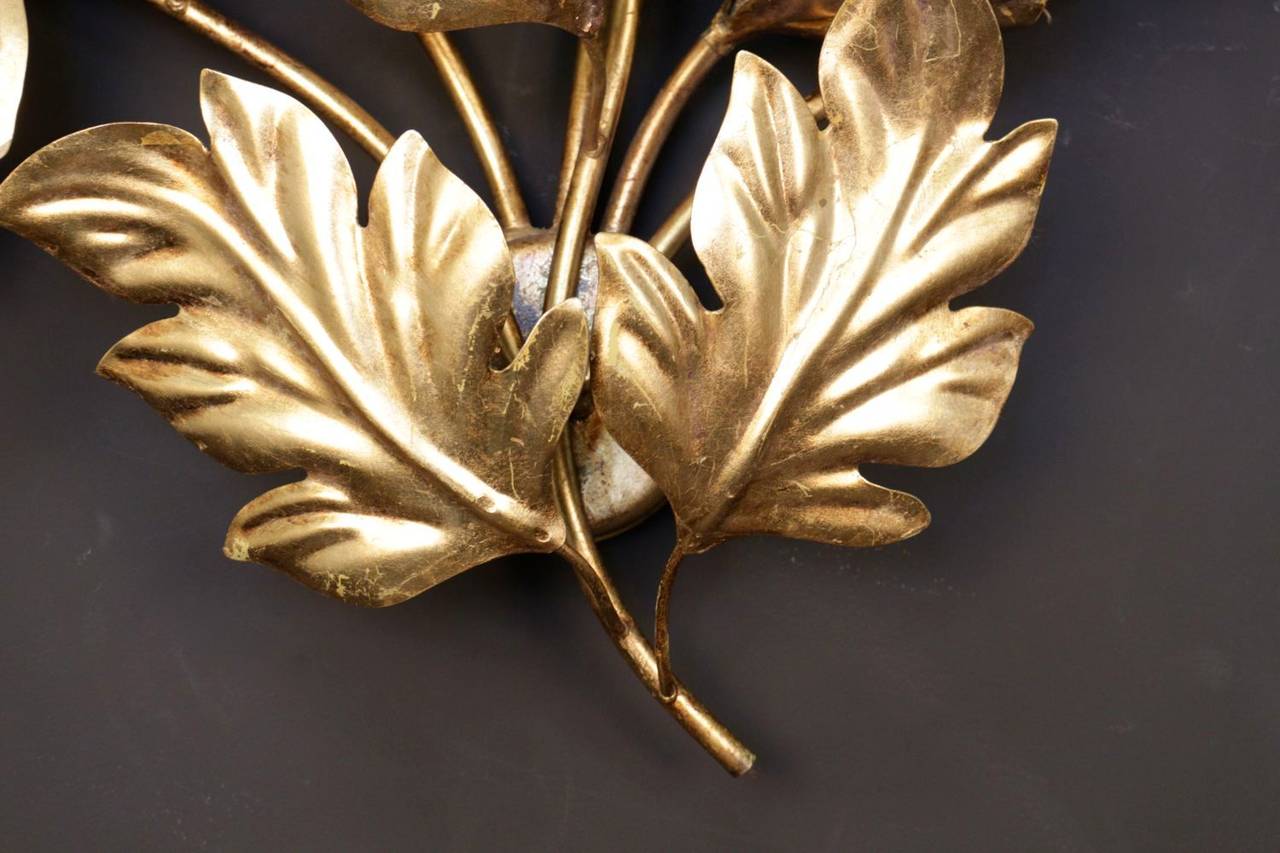Mid-20th Century Large Pair of 1960s Flower Sconces by Maison FlorArt