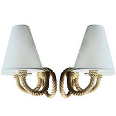 1950's Pair of Rope Sconces by Audoux-Minet