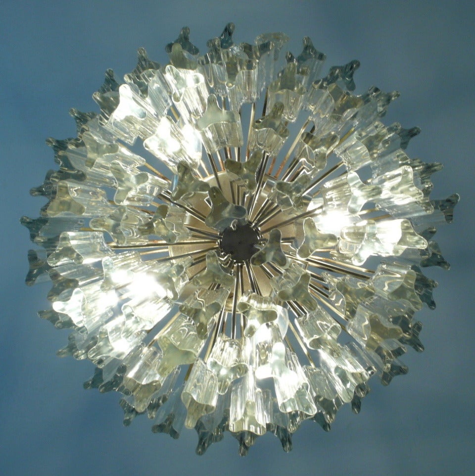Italian Magnificent Venini Multitier Triedi Crystal Prism Chandelier, 1960
