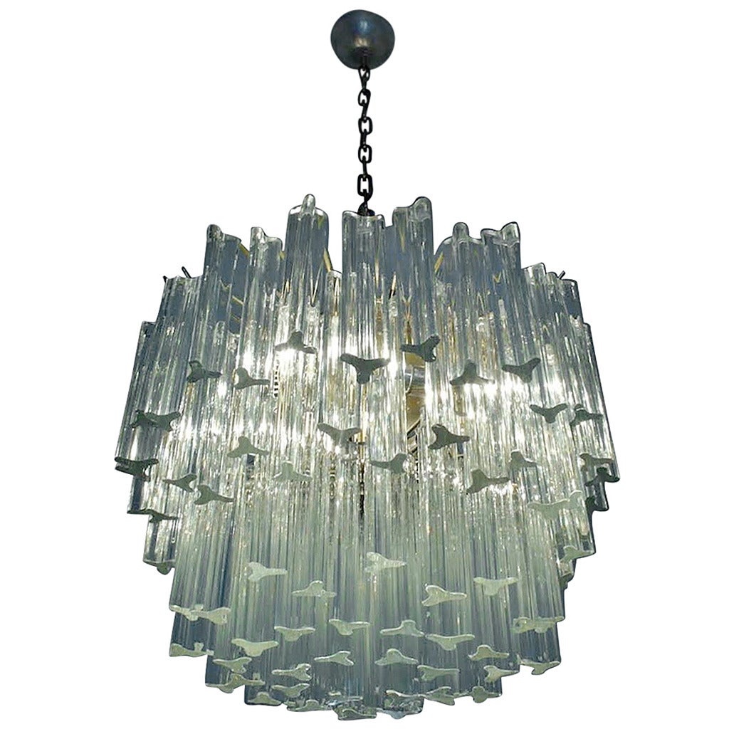 Magnificent Venini Multitier Triedi Crystal Prism Chandelier, 1960