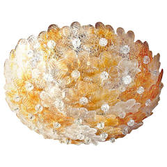 Barovier e Toso Murano Flowers Glass Ceiling Light, 1950s