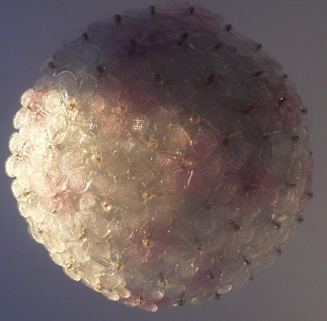 Late 20th Century Barovier Murano Glass Floral Flush Mount Ceiling Light