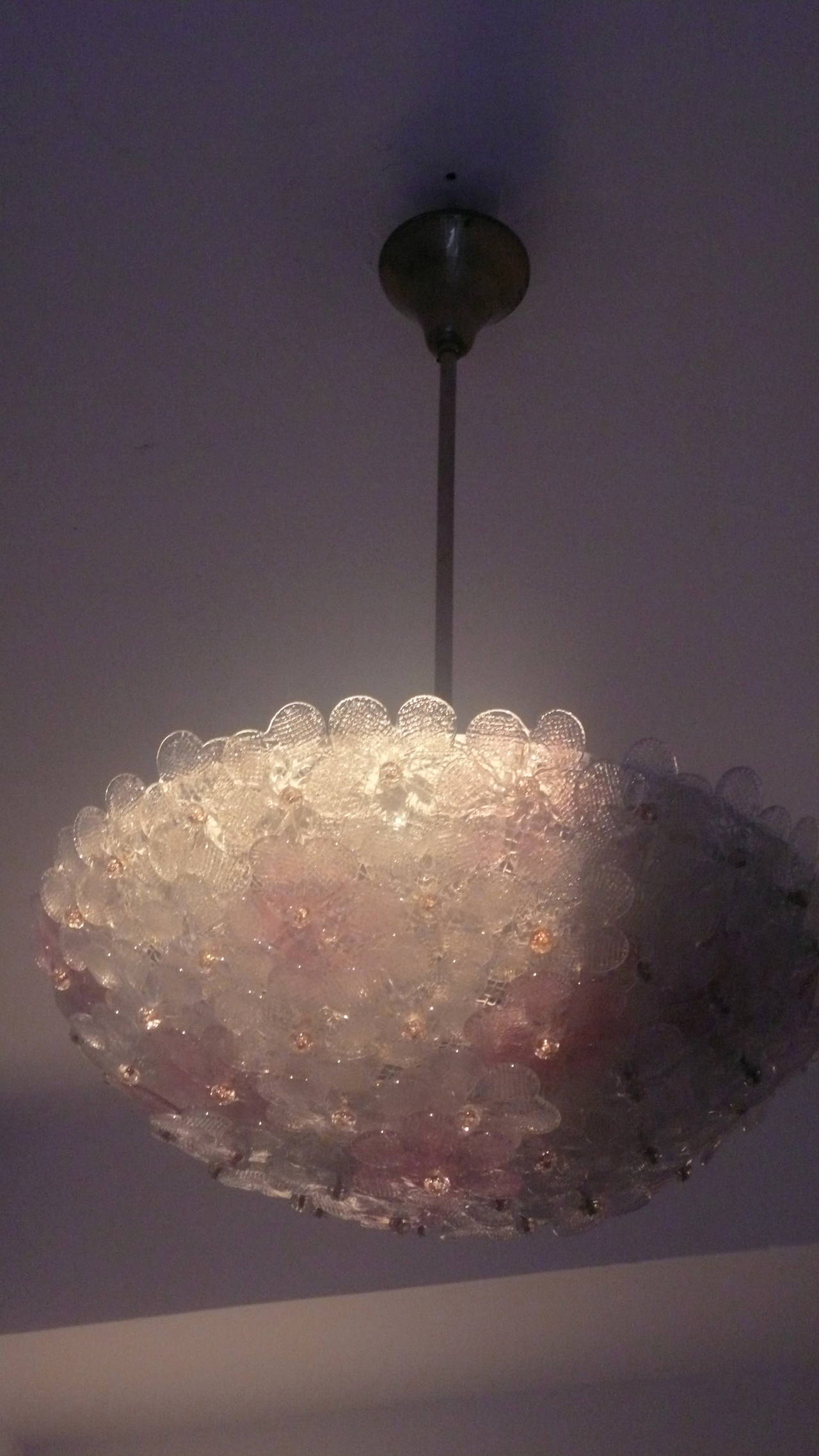 Barovier Murano Glass Floral Flush Mount Ceiling Light In Excellent Condition In Rome, IT