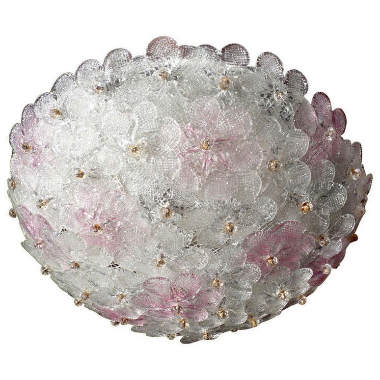 Barovier Murano Glass Floral Flush Mount Ceiling Light