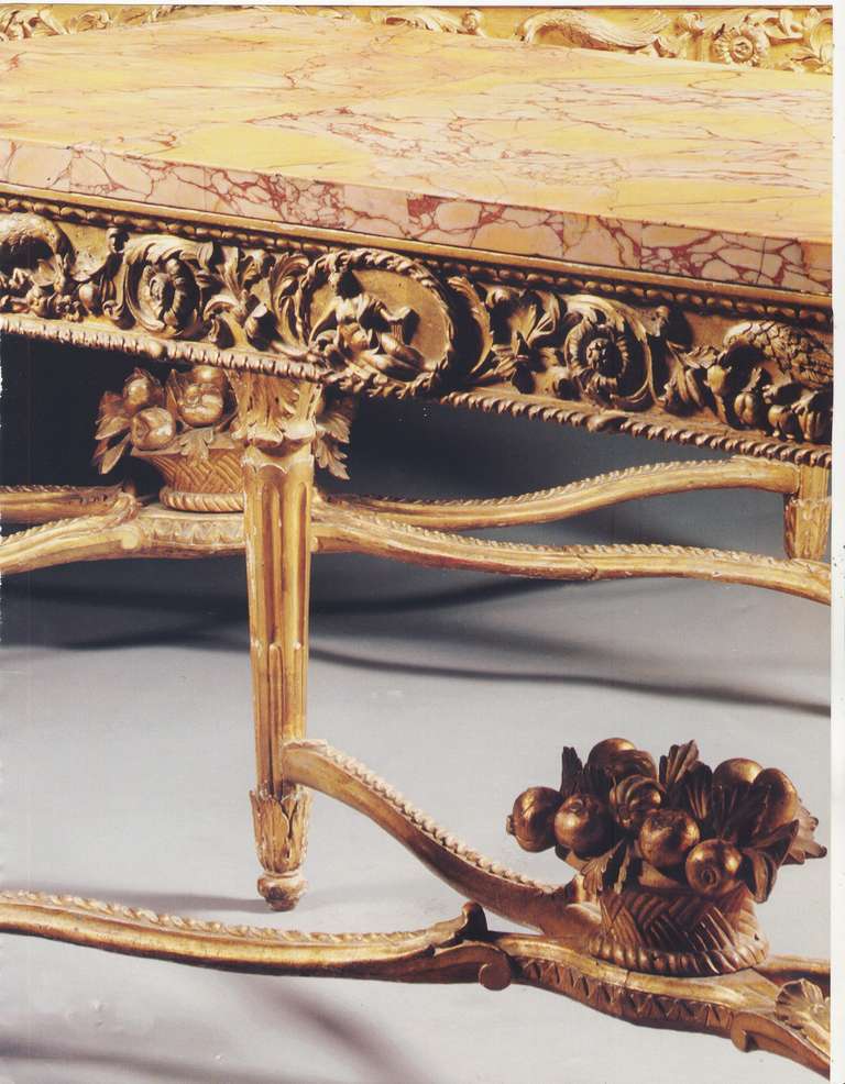 Louis XVI Extraordinary Pair of Italian 18th Century Carved Giltwood Console Tables