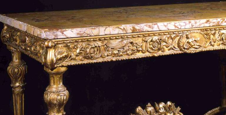 Late 18th Century Extraordinary Pair of Italian 18th Century Carved Giltwood Console Tables