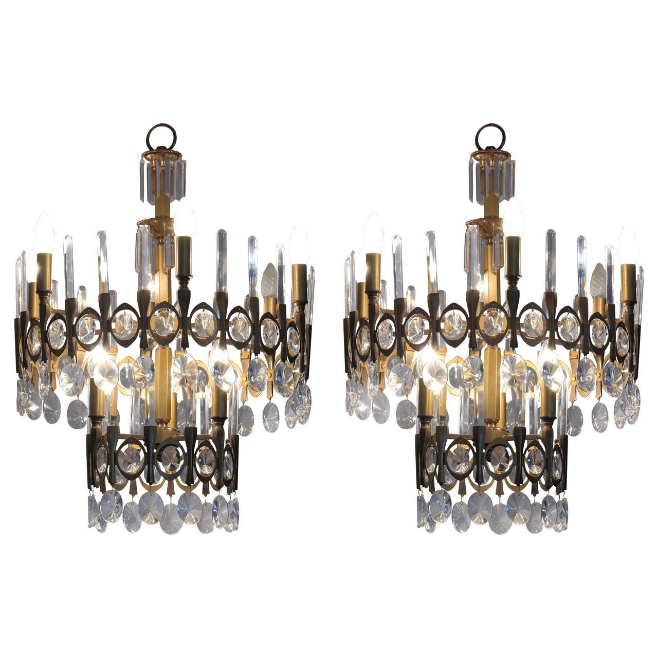 Pair of Gaetano Sciolari Chandeliers, 1970