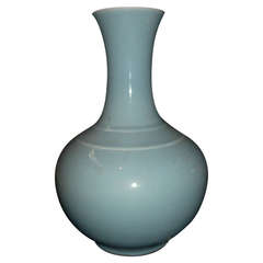 Antique Light Blue, Glazed Porcelain Bottle Vase