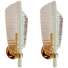 Pair of Spectacular Sconces by Barovier & Toso, 1970