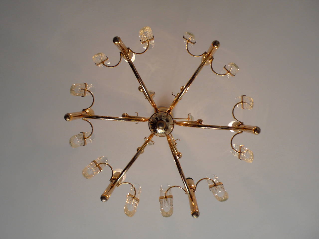 Brass Sciolari Chandelier with Six Lights, 1970 For Sale