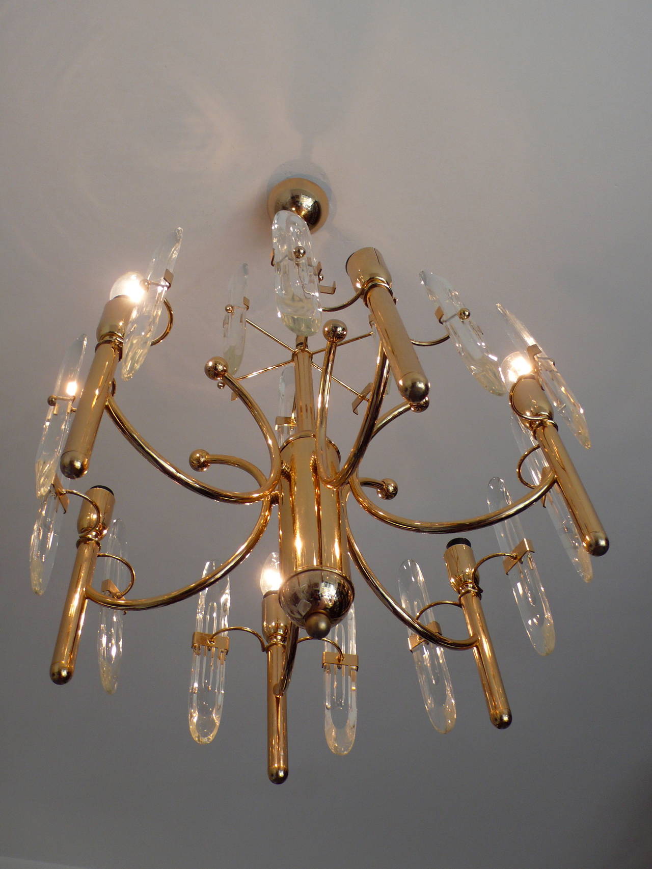 Italiano Lampadario a sei luci di Sciolari, 1970 in vendita