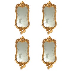 Antique Fine Set of Four 18th Century Roman  Giltwood Mirrors
