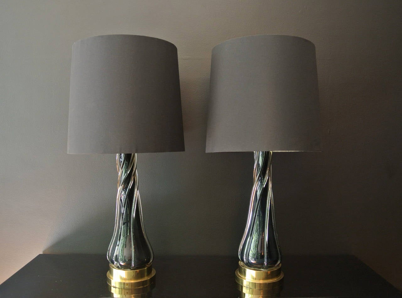 Pair Of Murano Lamps By Segusso