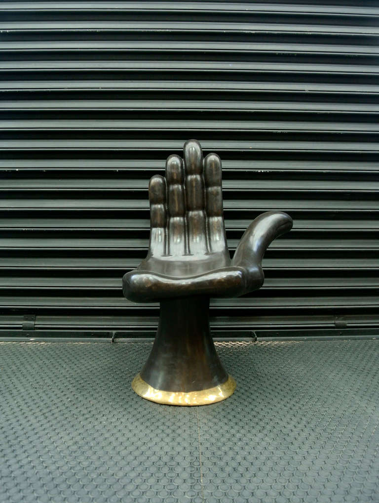 Mid-Century Modern Bronze Pedro Friedeberg Hand Chair (Silla-Mano)
