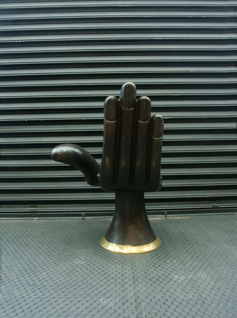 Mexican Bronze Pedro Friedeberg Hand Chair (Silla-Mano)