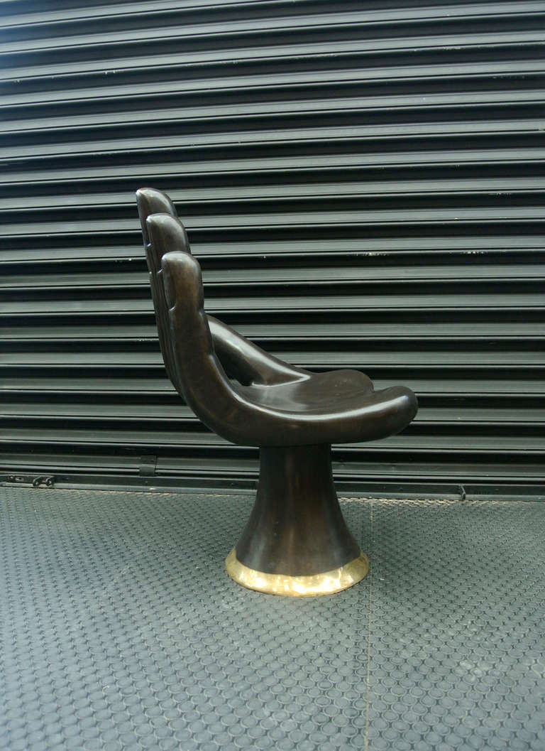 Mid-20th Century Bronze Pedro Friedeberg Hand Chair (Silla-Mano)