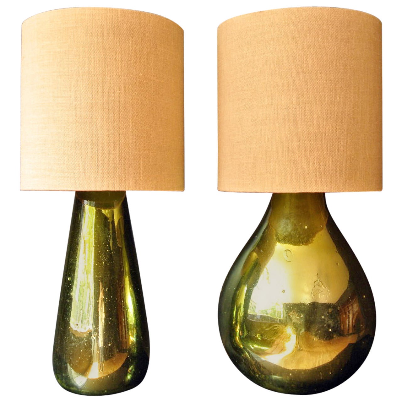 Pair of Mexican Handblown Glass Lamps