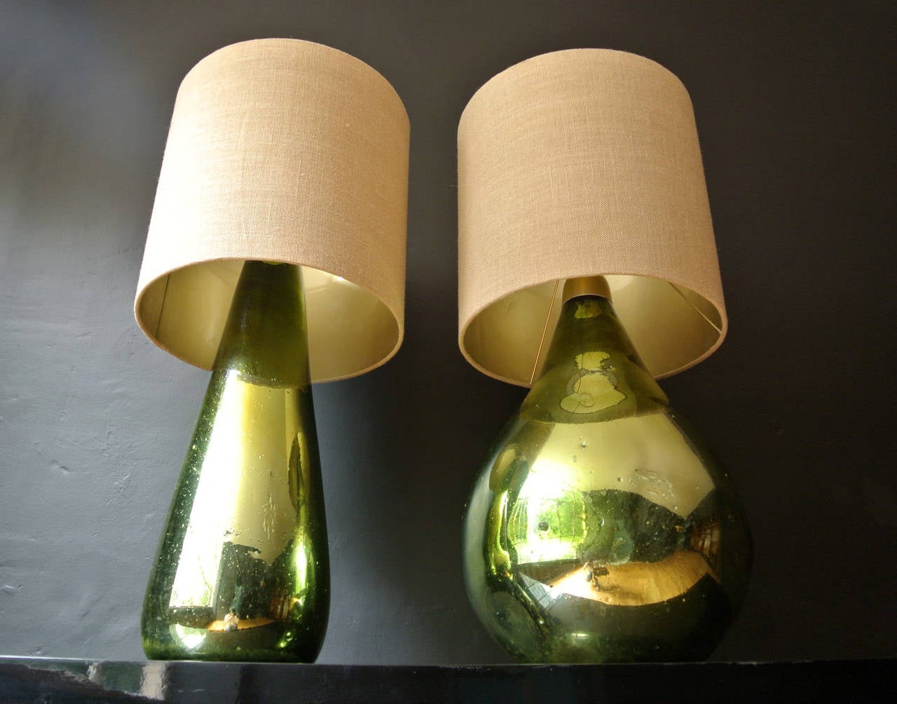 Mid-Century Modern Pair of Mexican Handblown Glass Lamps
