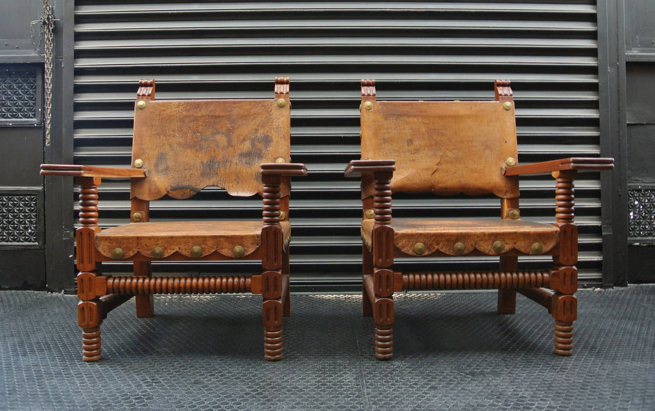 Mid-Century Modern Pair of Mexican Armchairs For Sale