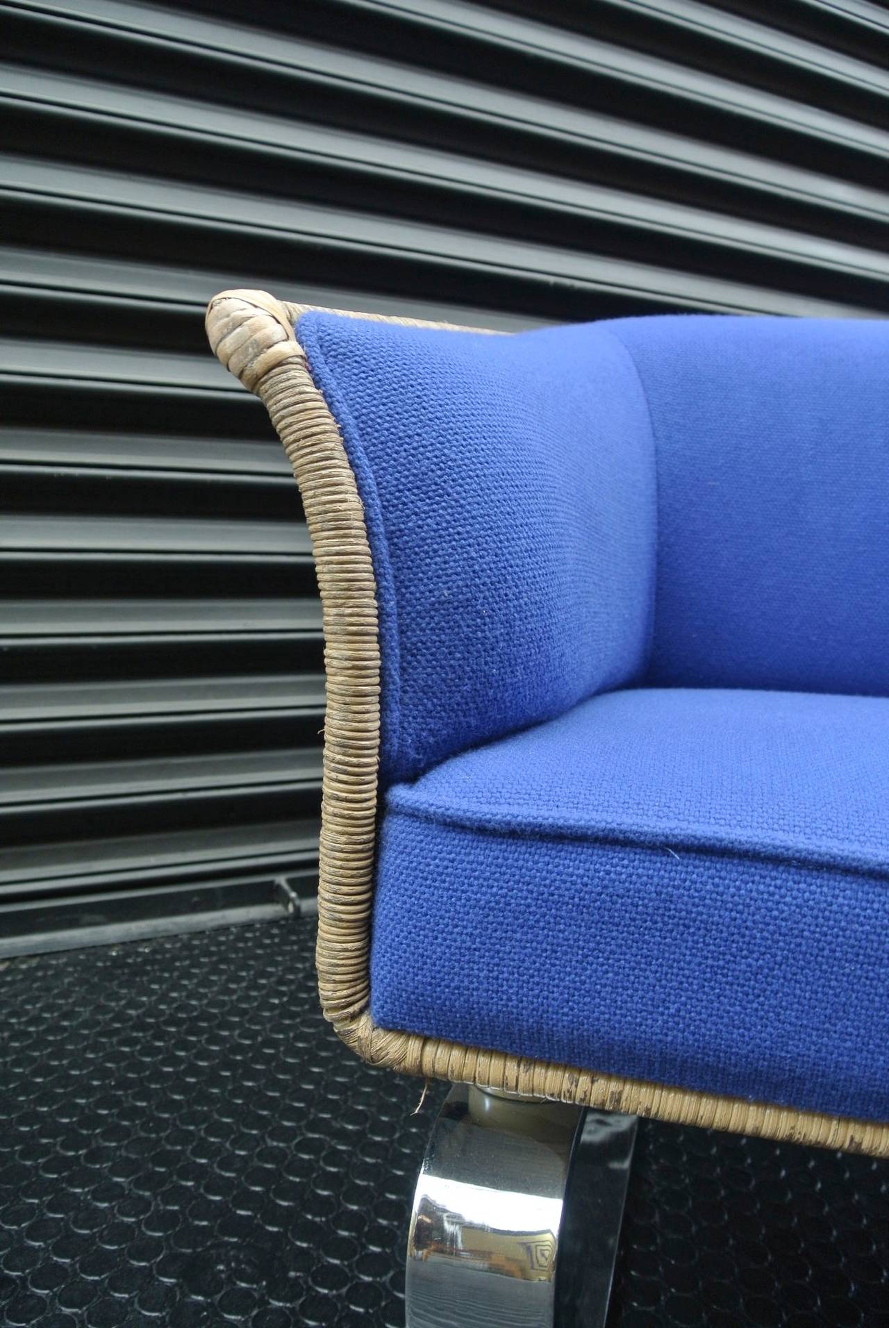 Beautiful Wicker and Chrome Armchair For Sale 1