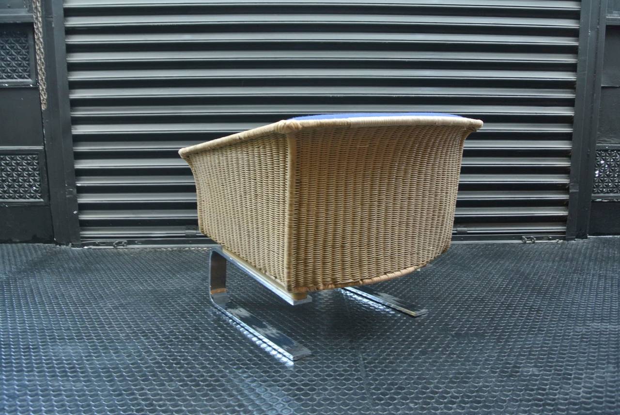 Beautiful Wicker and Chrome Armchair For Sale 2
