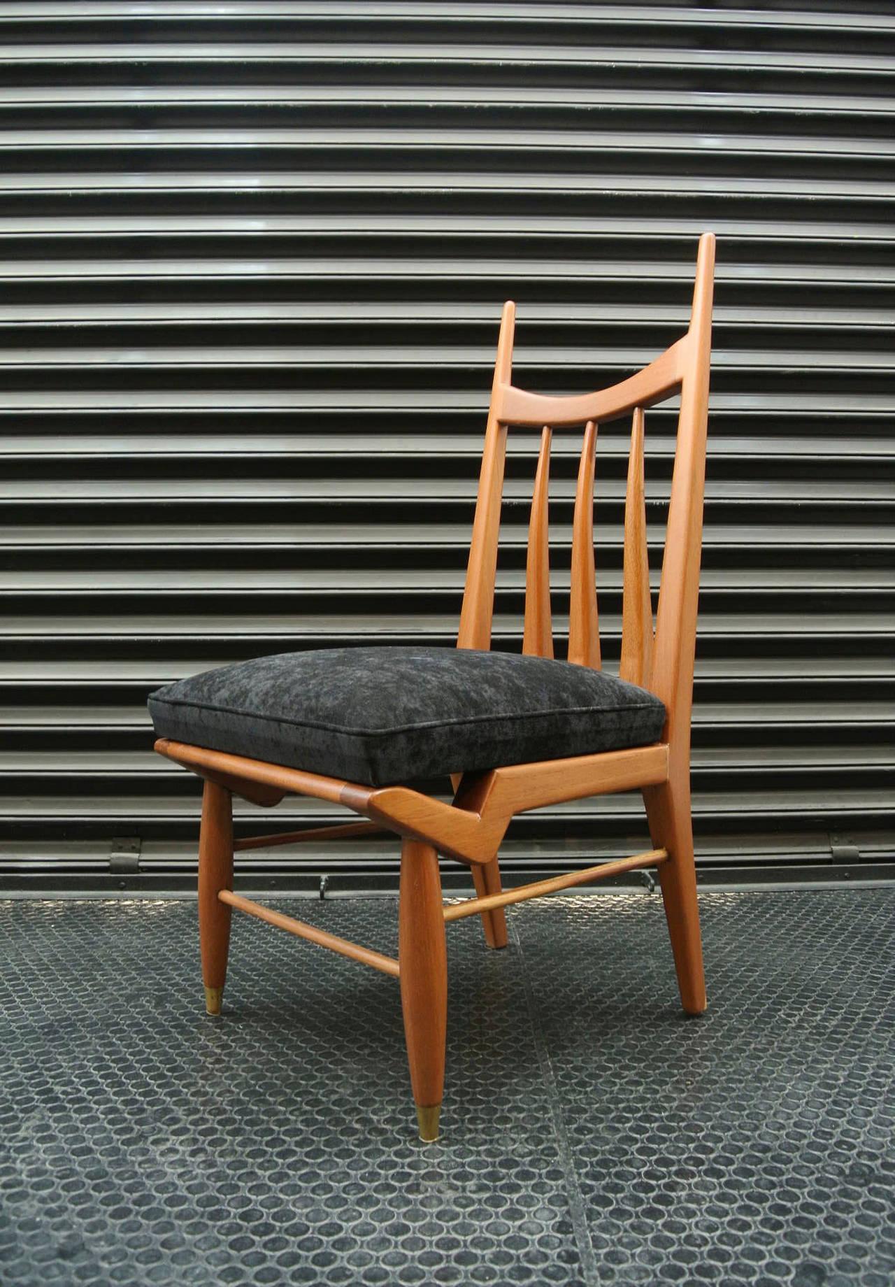 Mexican Eugenio Escudero Pair of Mahogany Wood Side Chairs