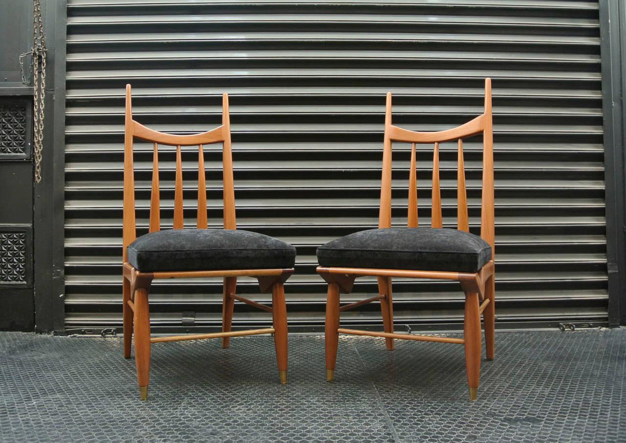Mid-Century Modern Eugenio Escudero Pair of Mahogany Wood Side Chairs