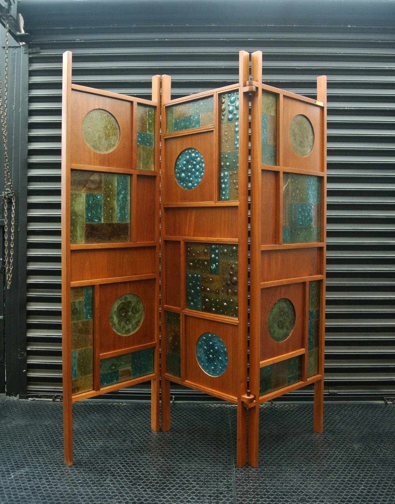 Mexican Hand Blown Glass Folding Screen