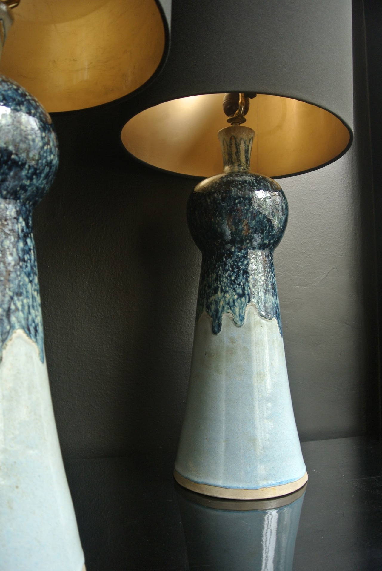 Mid-Century Modern Aldo Londi Pair of Ceramic Lamps