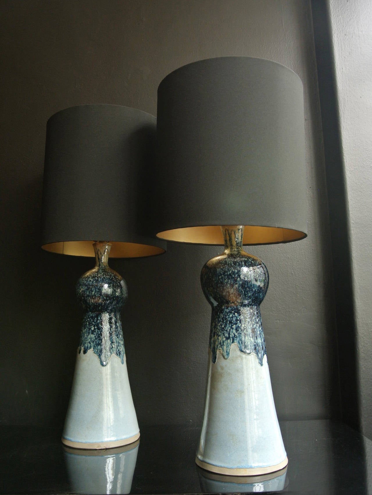 Aldo Londi Pair of Ceramic Lamps In Good Condition In Mexico, D.F.