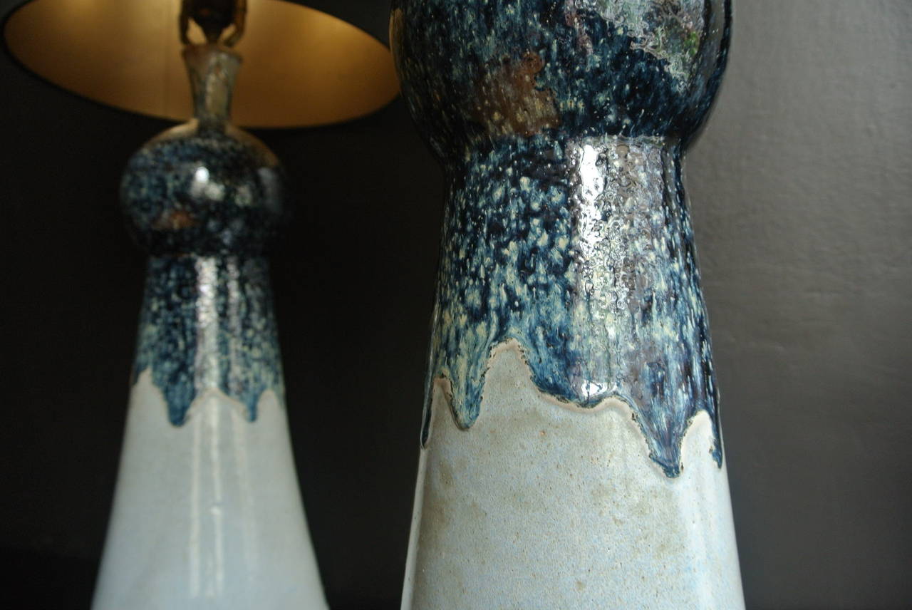 Mid-20th Century Aldo Londi Pair of Ceramic Lamps