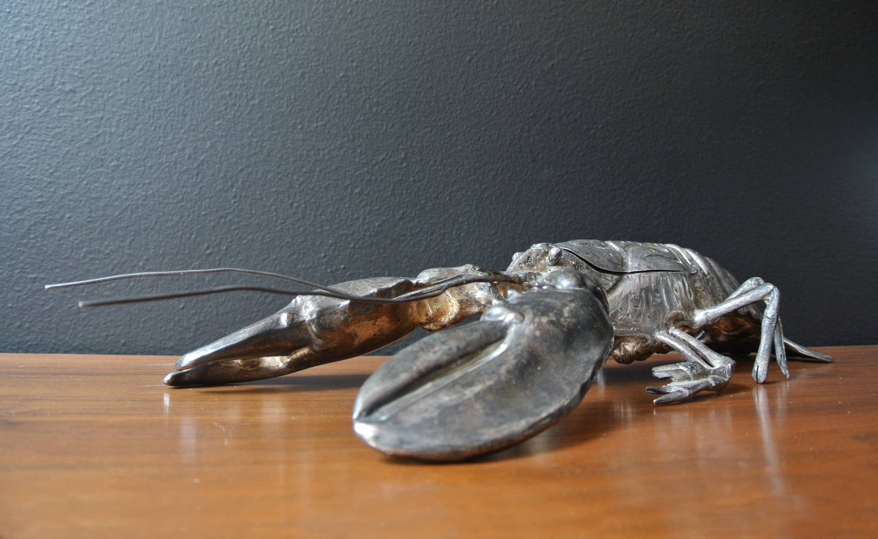Italian Franco Lajini Silver Platted Lobster Jeweler For Sale