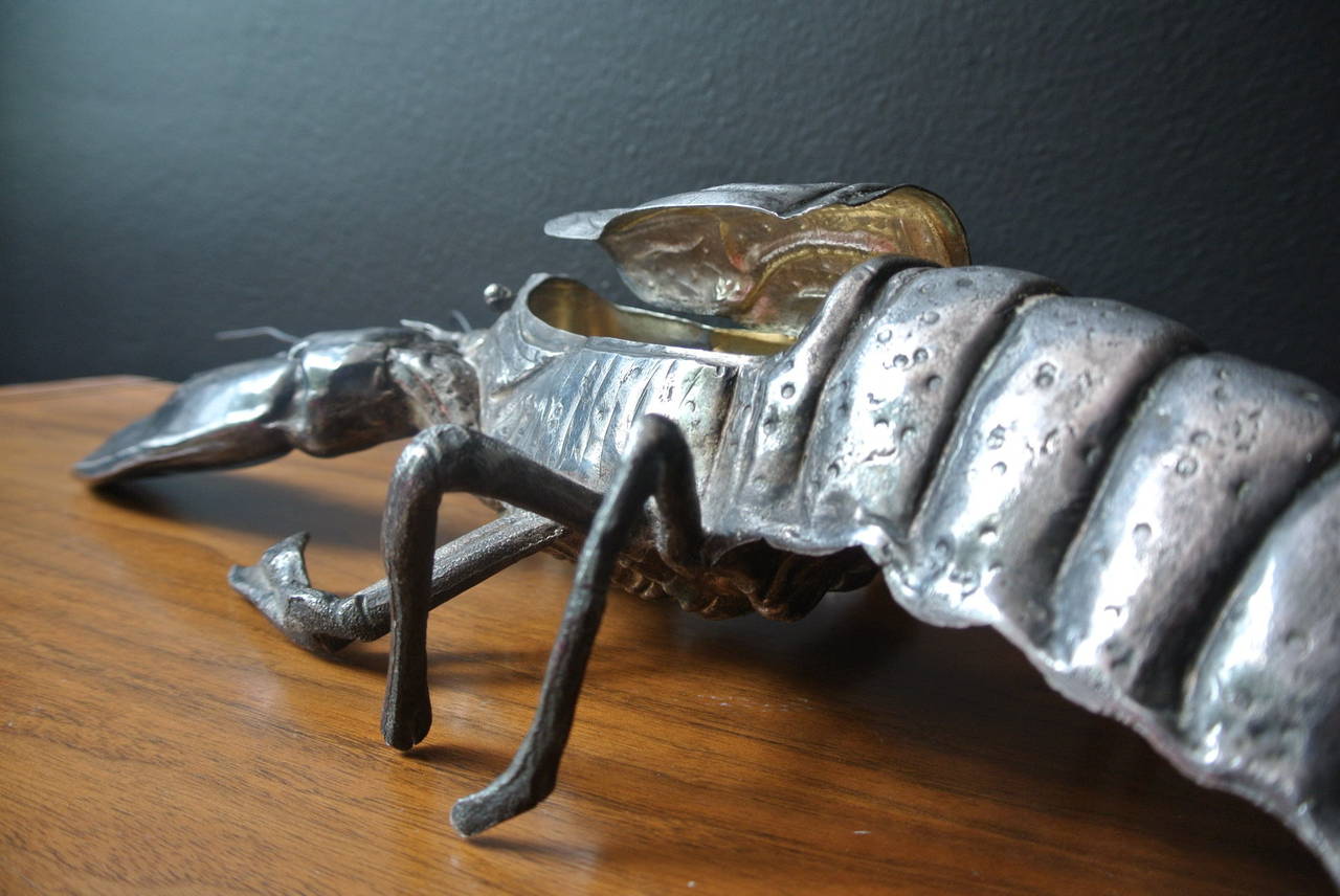 Franco Lajini Silver Platted Lobster Jeweler In Good Condition For Sale In Mexico City, MX