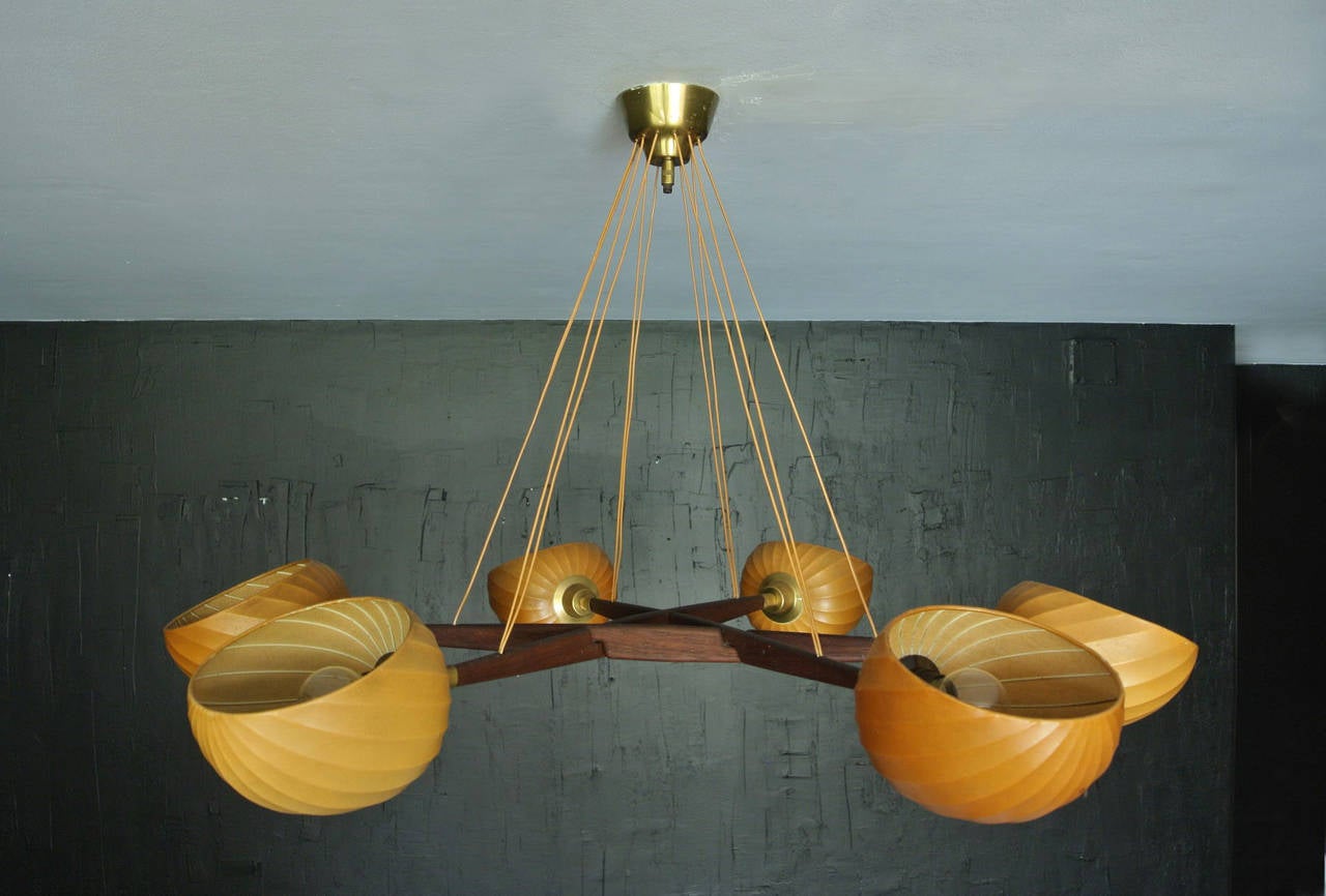 Mid-Century Modern Waldemar Sjölander Pair of Leather Ceiling Lamps