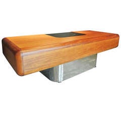 M.F. Harty for Stow Davis Walnut And Stainless Steel Desk