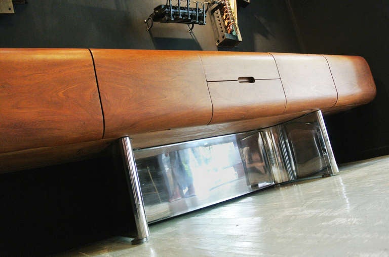 M.F. Harty for Stow Davis Walnut And Stainless Steel Credenza 1