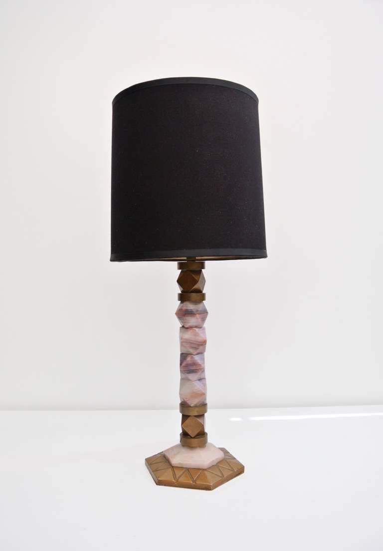 Onix And Bronze Lamp By Arturo Pani